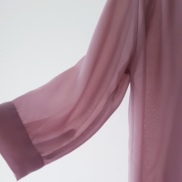 LOVE & LIBERTY Dusty Pink Long Sleeve Sheer Blouse - Picture 4 of 9